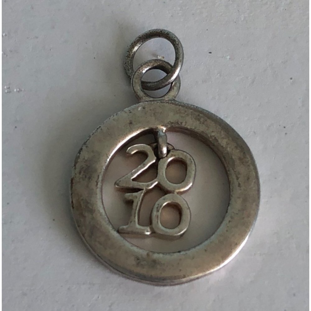 YEAR 2010 Sterling Silver Charm Round Dangle